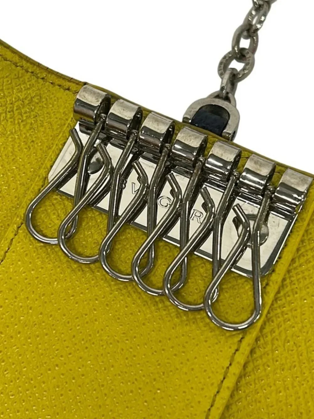 BVLGARI Bvlgari Bvlgari Navy Yellow Leather Hardware Key Case